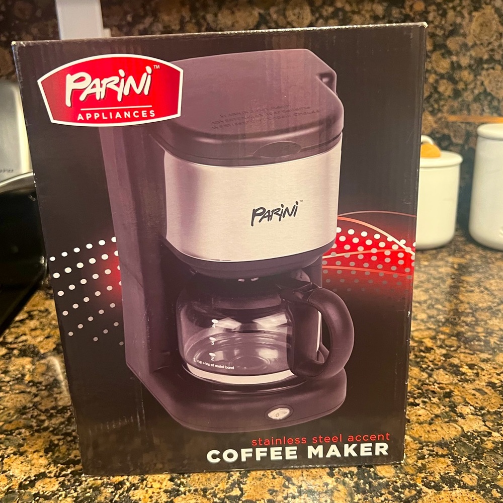 *NIB* Parini Stainless Steel 4 Cup Coffee Maker